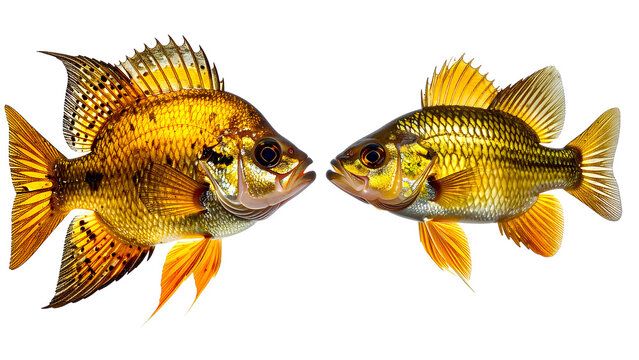 Top-Down View of Black Crappie Fish, Flat Lay Angle, Isolated on Transparent Background