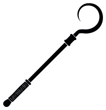 Black silhouette of a traditional shepherd's crook or ancient Egyptian pharaoh's royal scepter symbol