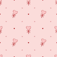 Hand-Drawn Red and Pink Seamless Valentine Doodle Pattern