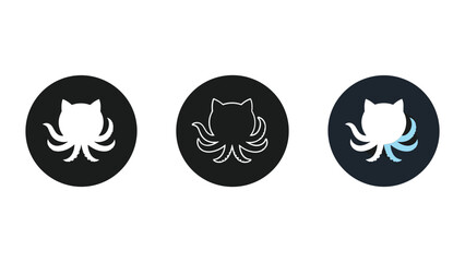 Cat octopus logo design variations on white background © pngmarket