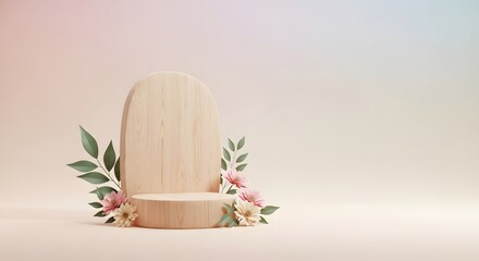 Minimal Square Podium with Warm Neutral Studio Background