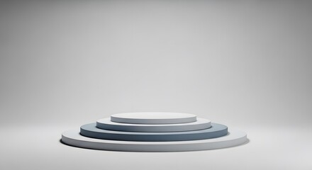 Minimal Grey Multi-Step Podium on Clean Studio Background