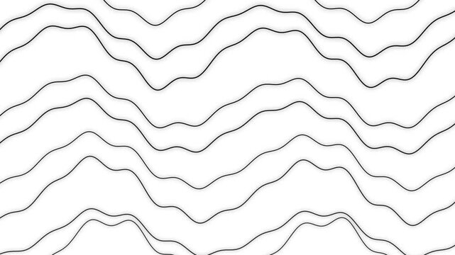 Abstract Wavy Black Lines on White Seamless Loop