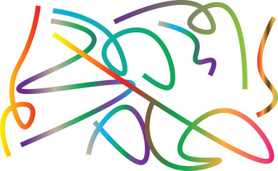 Abstract Colorful Fluid Gradient Lines and Dynamic Swirls on White Background