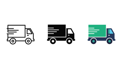 Delivery truck icons set for logistics and transportation
