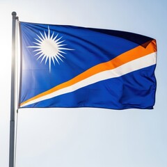 Obraz premium Marshall Islands Flag Waving Over Open Sky