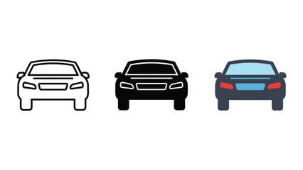 Three cars illustrated in different views and colors
