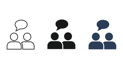 Group discussion icon set with different colors