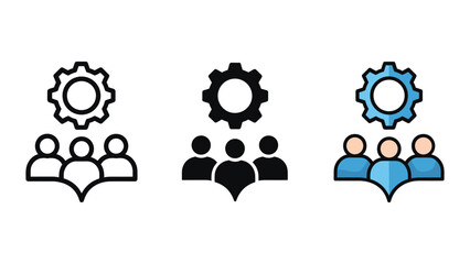 Teamwork and collaboration with gears icon