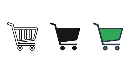 Shopping cart icons in different styles and colors