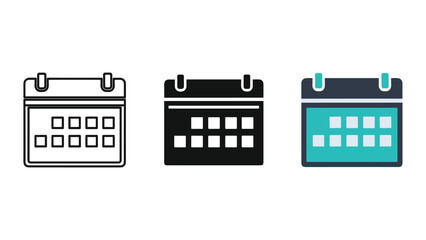 Calendar icons set for organizing schedules and events