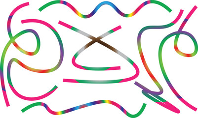 Set of Playful Rainbow Gradient Waves and Abstract Wavy Doodle Design Elements