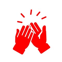 Fototapeta premium 成功や成果を称えるハイタッチのアイコン(赤)