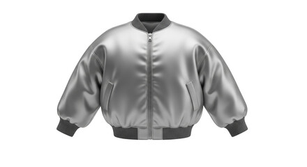 Silver Oversized Bomber Jacket Mockup On Black