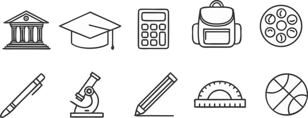 Obraz premium Education and Learning Tools Line Icon Set