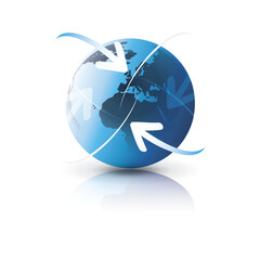 Earth Globe Design - Global Business, Modern Technology, Globalization Concept Clip-Art. Design Template Isolated on White Includes Copy Space and EPS Vector Format