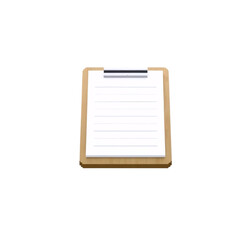 Illustration of a clipboard with a blank notepad on a wooden frame viewed from the front