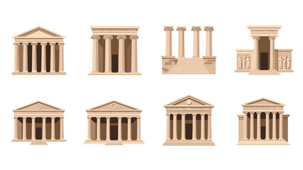Naklejka premium Collection of classical architecture icons: timeless greek and roman column designs