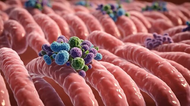 Human microbiota influencing health in the intestinal tract, a microscopic view of the gut's intricate ecosystem