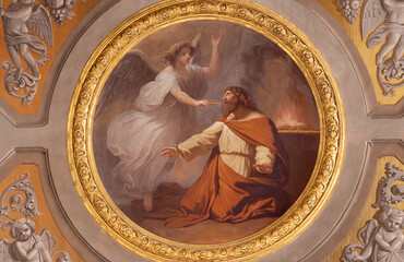 Obraz premium VIGEVANO, ITALY - JANUARY 18, 2026: The detail of ceiling fresco of The Isaiah's Commission in the Cathedral of St. Ambrose by Francesco Gonin (1858).