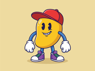 Obraz premium Cute Mango Character Wearing a Cap and Sneakers.