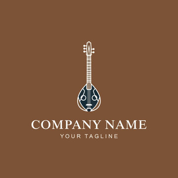 Tanpura Musical Instrument Logo Design Template.