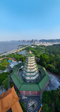 Aerial photography of Shilin Lake Park, Temple of Heaven Garden, Qushi Scenic Area, Shantou City