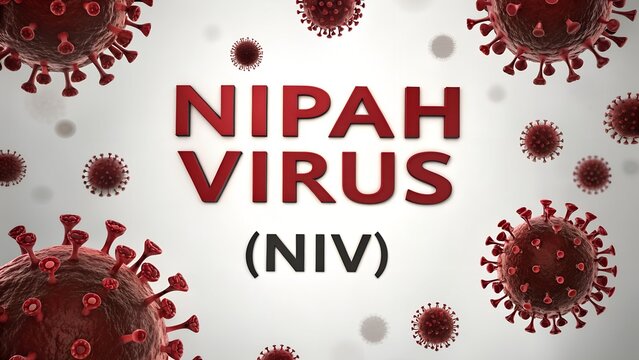 Nipah virus particles with 3D rendering for medical and educational use