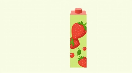 Fototapeta premium A carton of strawberry juice with strawberry illustrations on it viewed from the side