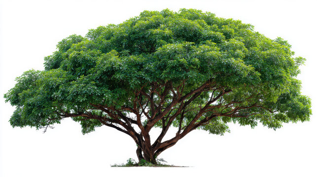 Elegant African Mahogany Tree Isolated on White, Ideal for Garden and Park Design Projects