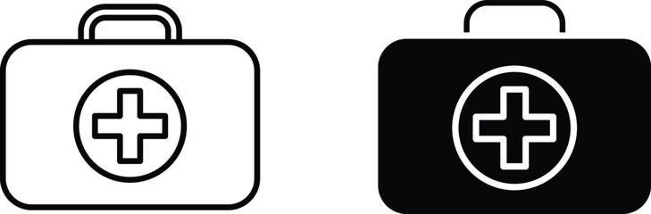 Obraz premium doctors bag icon vector graphic illustration with white background flat hand made icon fill icon .