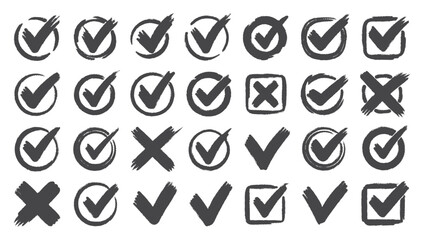 Approval check icon isolated, set quality sign, tick  vector for stock