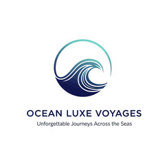Fototapeta premium Ocean Luxe Voyages Logo Wave Design.