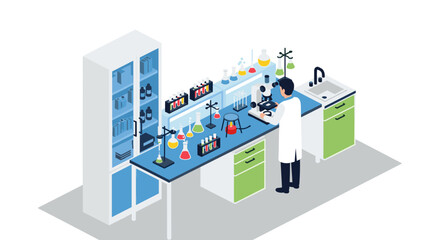 Obraz premium Scientist Working in Laboratory Setting Equipment.