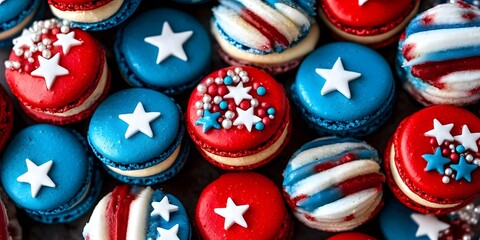Red, white, and blue macarons.
