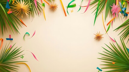 Tanabata bamboo and colorful decorations.