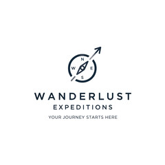 Fototapeta premium Compass Logo for Wanderlust Expeditions Travel Company.