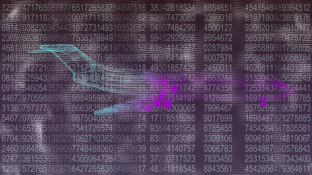 Animation of rotating brain over computer code and black background with data processing