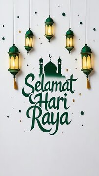 Selamat Hari Raya lanterns hanging.