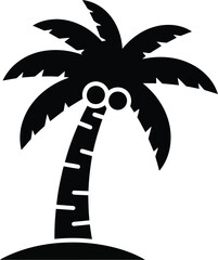 Obraz premium Black silhouette palm tree with coconuts icon vector illustration isolated on transparent background for your design project