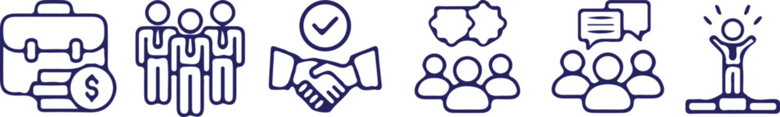 Obraz premium teamwork business bule line icon set vector illustration design 
