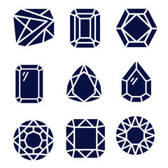 Diamond set icons on white 