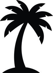 Obraz premium Black silhouette of single palm tree with coconuts on checkered background vector illustration island paradise tropical