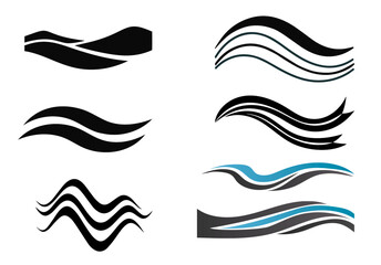Obraz premium Abstract Wavy Lines Icons Collection