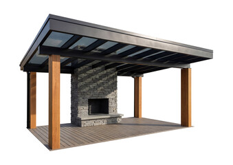 Fototapeta premium Veranda with a fireplace.