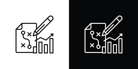 Fototapeta premium Growth Strategy Icon Sheet Black And White