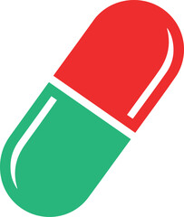 Obraz premium A vibrant red and green medical capsule icon symbolizing health and pharmaceutical care