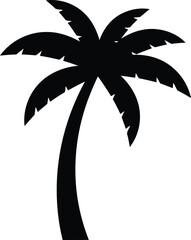 Obraz premium Tropical palm tree silhouette with jagged fronds isolated on transparent background for beach theme and summer designs