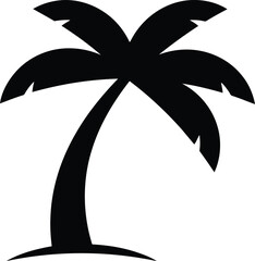 Obraz premium Black silhouette of a palm tree with curved trunk and fronds against a checkered background representing isolation