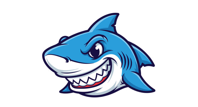 Cartoon Shark Character with Sharp Teeth.